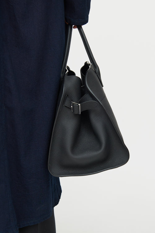 The Row Black Leather Soft Margaux 15 Tote