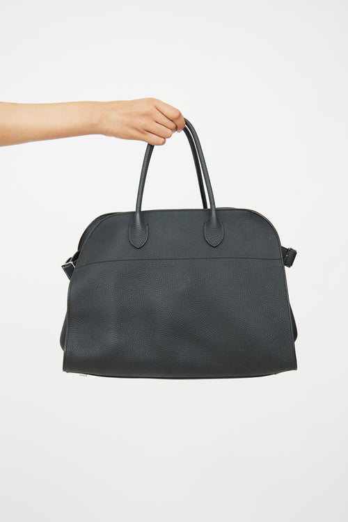 The Row Black Leather Soft Margaux 15 Tote