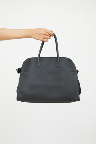 The Row Black Leather Soft Margaux 15 Tote