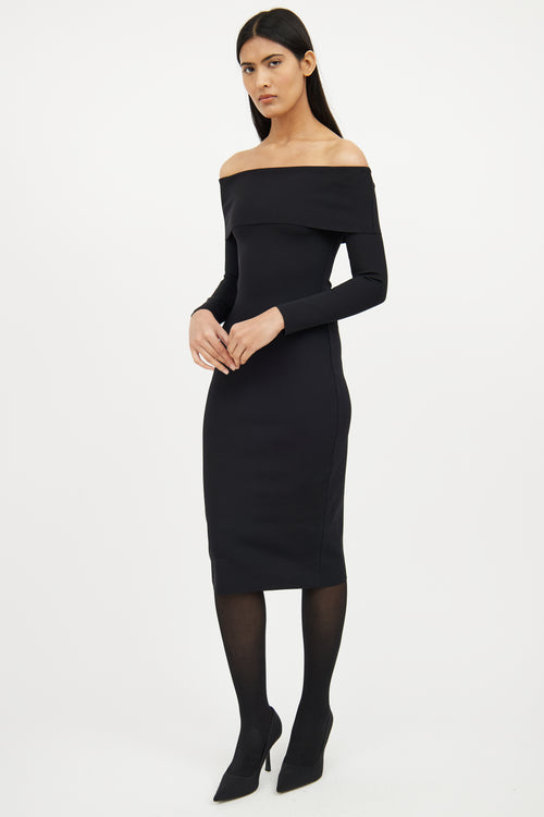 Black Off Shoulder Long Sleeve Dress