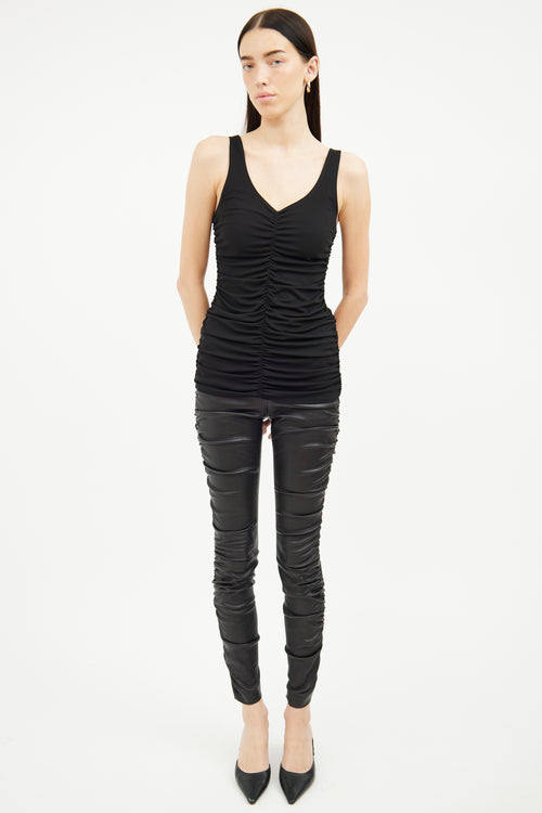 The Row Black Ruched Sleeveless Top