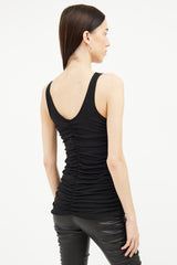The Row Black Ruched Sleeveless Top