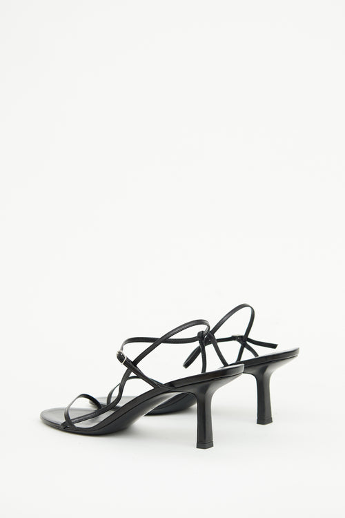 The Row Black Leather Bare Heeled Sandals