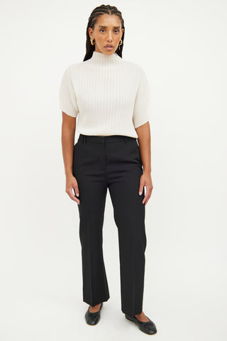 The Row Black Wool Pleated Trouser