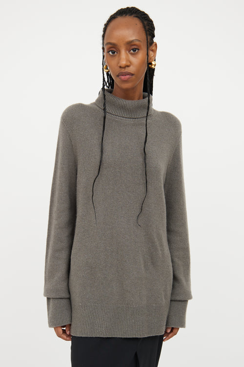 The Row Grey Highneck Long Sleeve Sweater