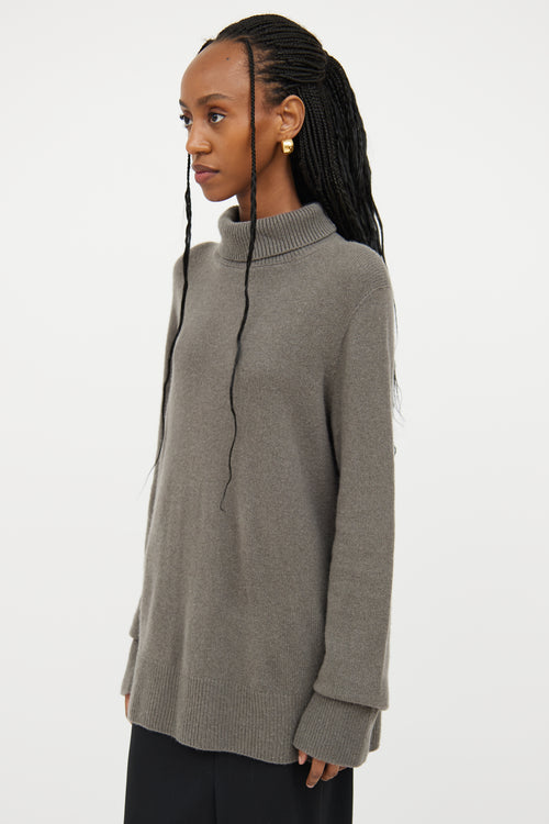 The Row Grey Highneck Long Sleeve Sweater