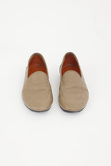 The Row Brown Pebbled Leather Loafer
