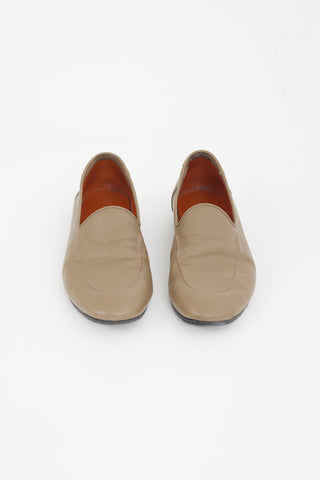 The Row Brown Pebbled Leather Loafer