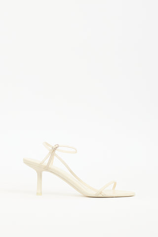 The Row Cream Leather Bare Heeled Sandal