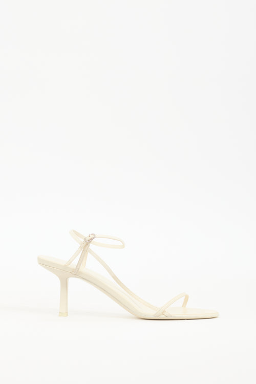 The Row Cream Leather Bare Heeled Sandal