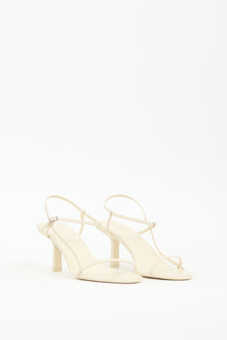 The Row Cream Leather Bare Heeled Sandal