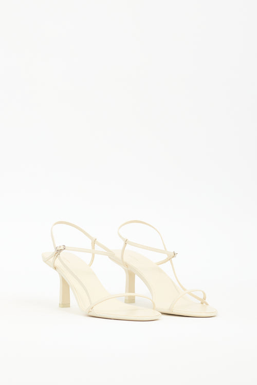 The Row Cream Leather Bare Heeled Sandal