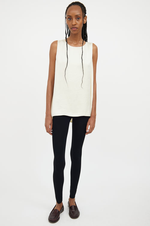 The Row Cream Satin Sleeveless Top