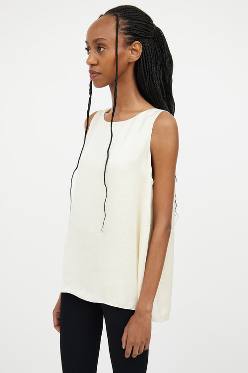 The Row Cream Satin Sleeveless Top