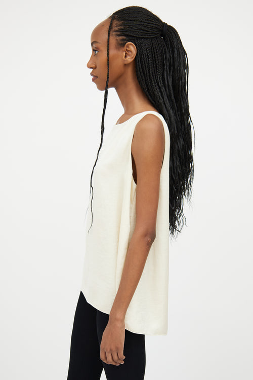 The Row Cream Satin Sleeveless Top