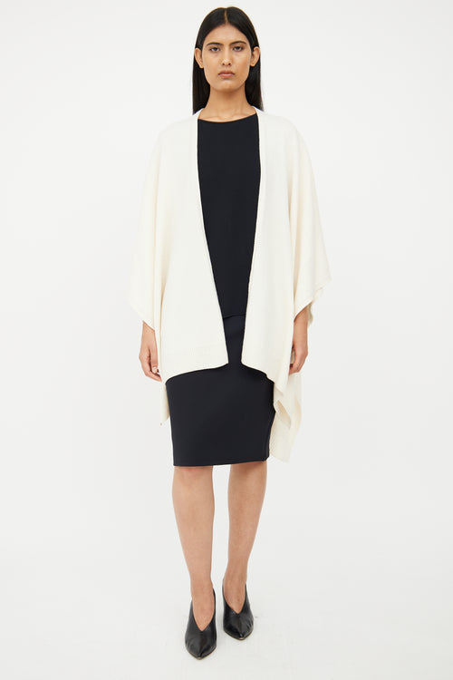 The Row Cream Cashmere Knit Shawl