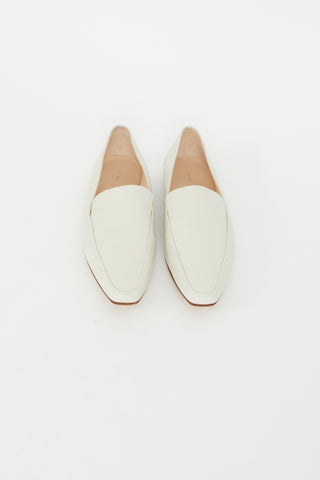 The Row Cream Leather Minimal Loafer