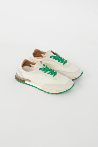 The Row Cream & Green Owen Sneaker