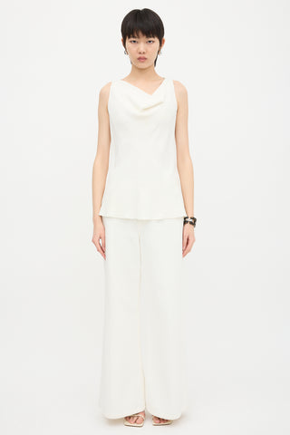 The Row Crepe Cowl Neck Blouse