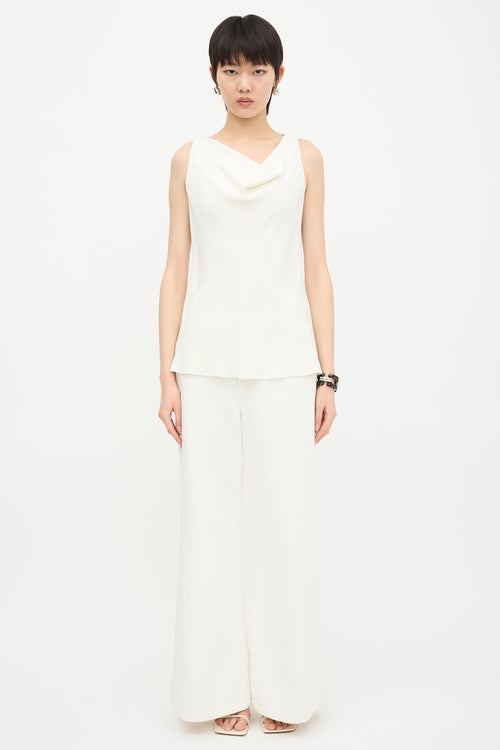 The Row Crepe Cowl Neck Blouse