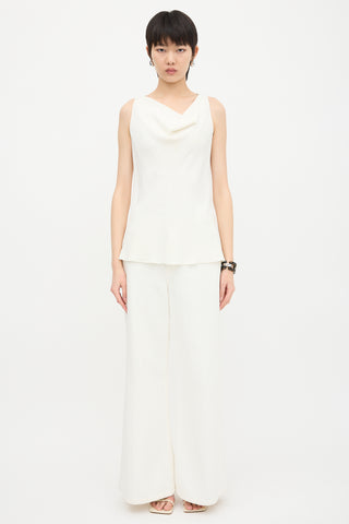 The Row Crepe Cowl Neck Blouse