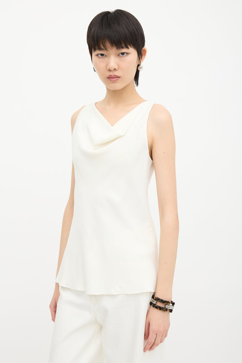 The Row Crepe Cowl Neck Blouse