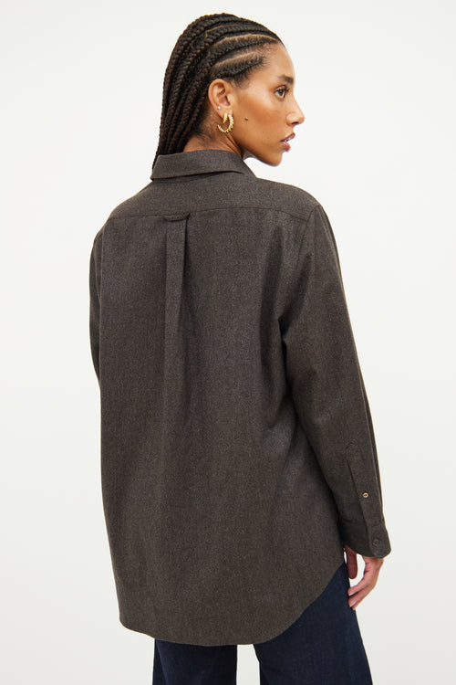 The Row Grey Wool Button Top