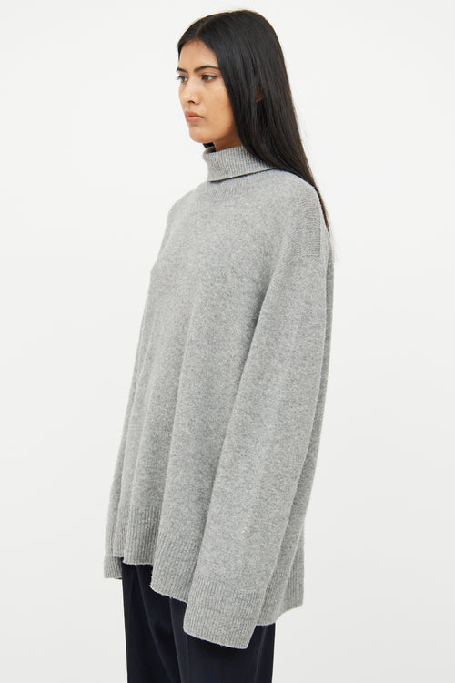 The Row Grey Cashmere Knit Turtleneck