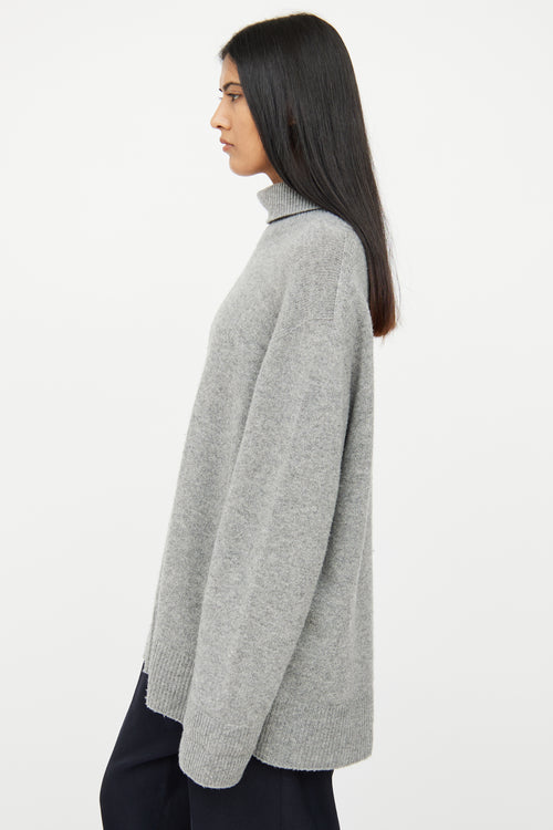 The Row Grey Cashmere Knit Turtleneck