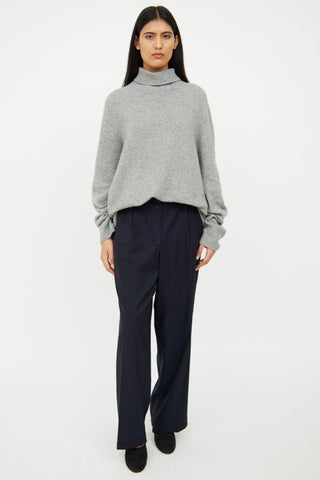 The Row Grey Cashmere Knit Turtleneck