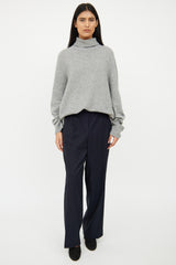 The Row Navy Wool Wide Leg Trouser