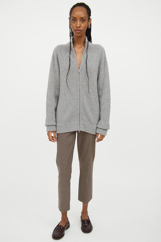 The Row Grey Zip Cashmere Sweater