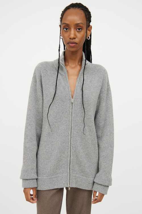 The Row Grey Zip Cashmere Sweater