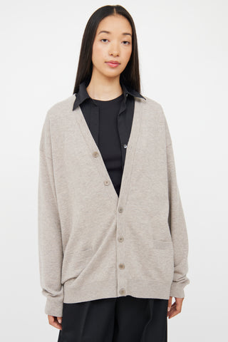 The Row Grey Wool Blend Button Cardigan