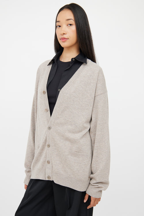 The Row Grey Wool Blend Button Cardigan