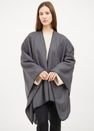 Grey Wool & Leather Cape