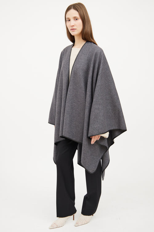 Grey Wool & Leather Cape