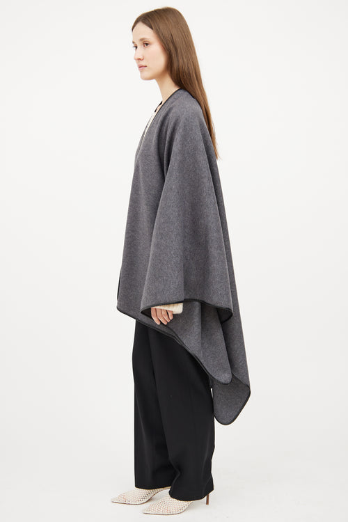 Grey Wool & Leather Cape