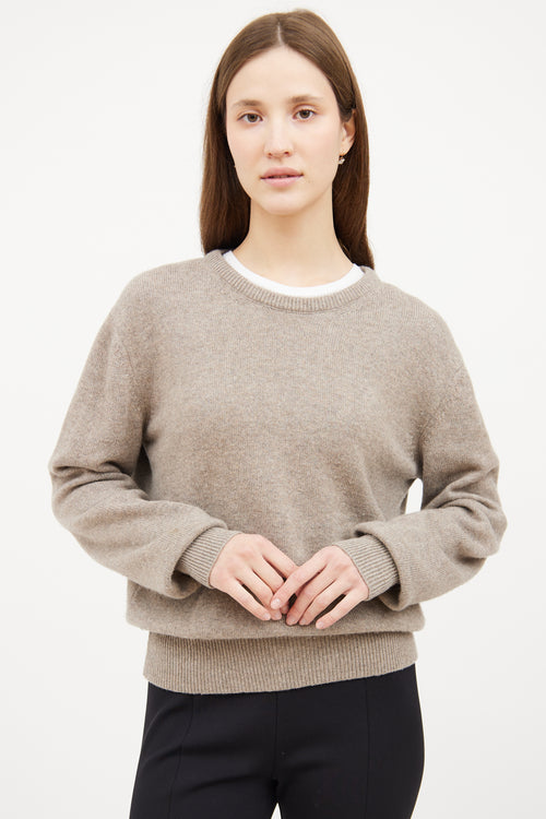 Grey Cashmere Knit Crop Sweater