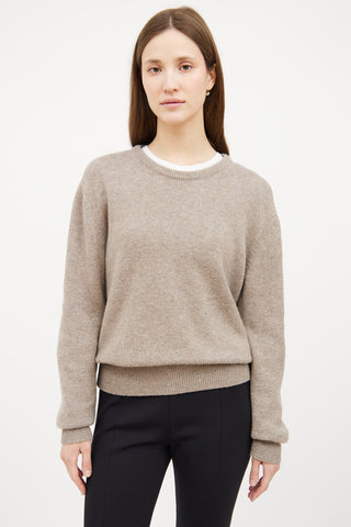 Grey Cashmere Knit Crop Sweater