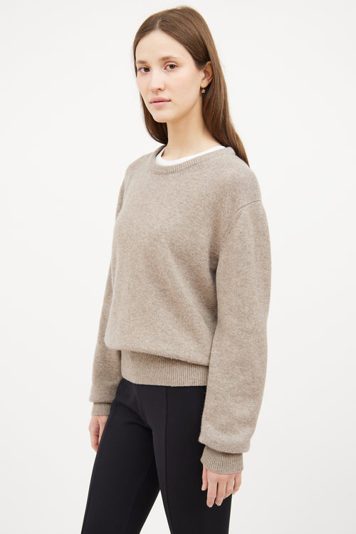 Grey Cashmere Knit Crop Sweater