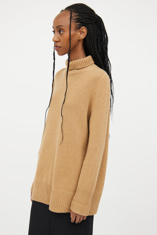 The Row Brown Cashmere Highneck Sweater