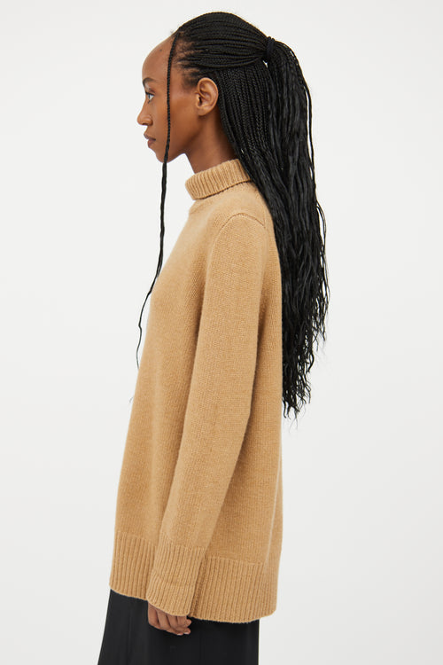 The Row Brown Cashmere Highneck Sweater