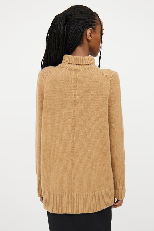 The Row Brown Cashmere Highneck Sweater