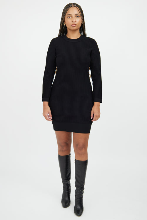 Black Longsleeve Ribbed Dress