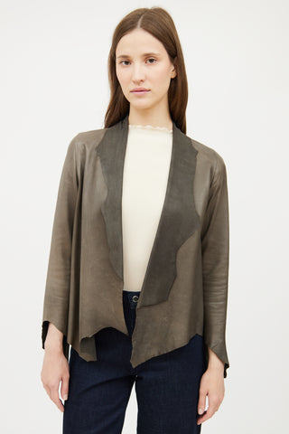 The Row Grey Lambskin Leather Open Jacket