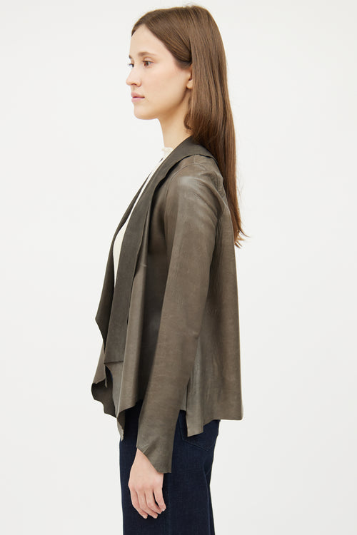 The Row Grey Lambskin Leather Open Jacket