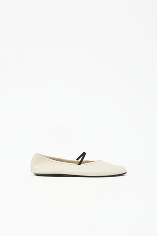 The Row Leather Elastic Ballet Slipper Flat