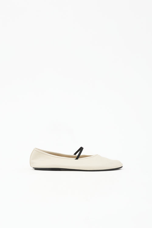 The Row Leather Elastic Ballet Slipper Flat