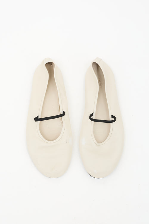 The Row Leather Elastic Ballet Slipper Flat